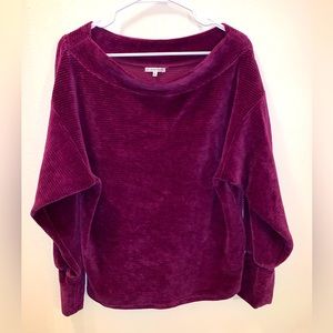 (S) Vintage Black Swan Velvet Pullover Off-the-Shoulder Sweater Long Sleeve
